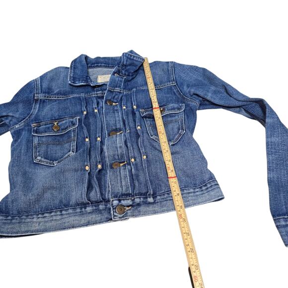 Vintage Polo Ralph Lauren S Small Dungaree Trucker Jacket Blue Distressed Denim - Picture 8 of 8